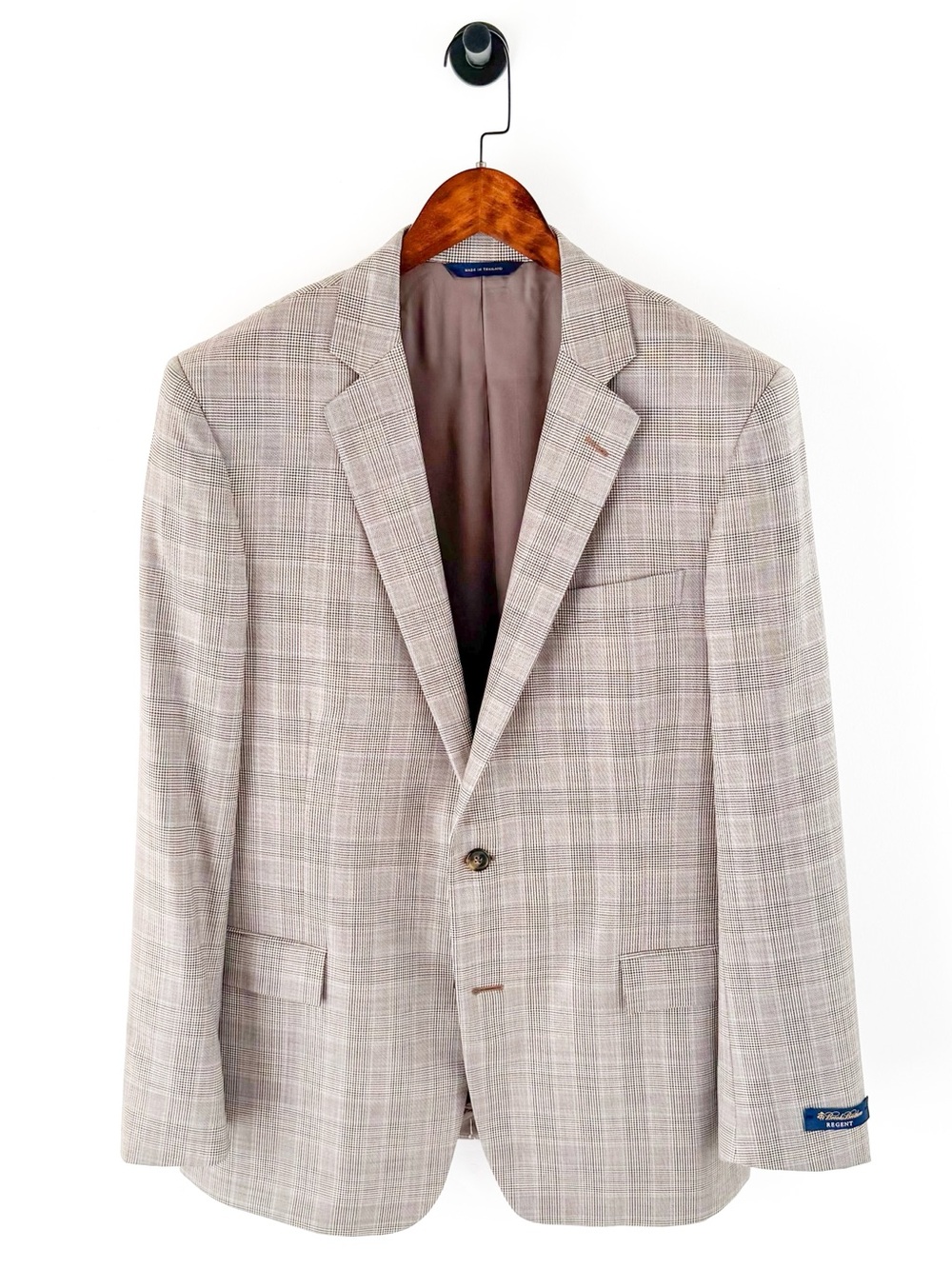 NWT NEW Brooks Brothers Glen Plaid Italian Sport Coat Tan Blue Blazer Men's 43L - Picture 1 of 14